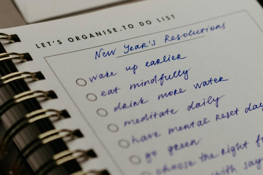 New Years Resolutions list