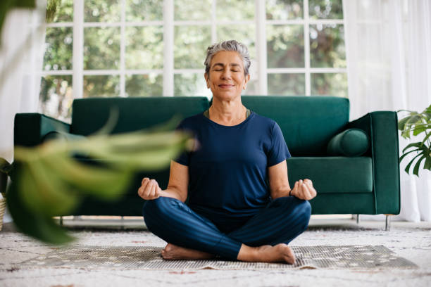  A woman practicing meditation