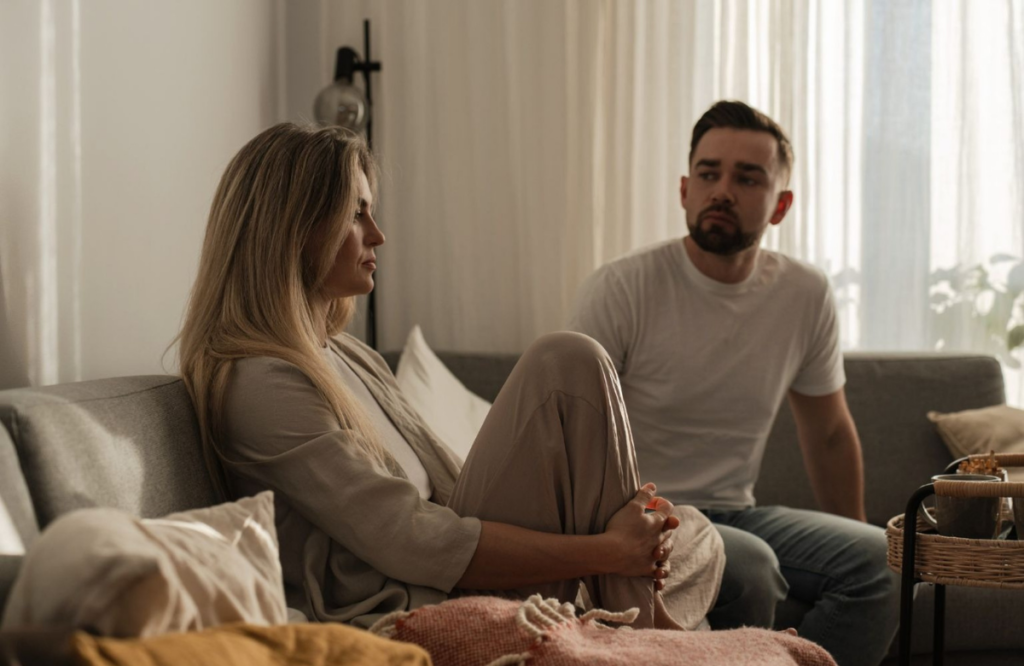 Husband and Wife having a tough conversation